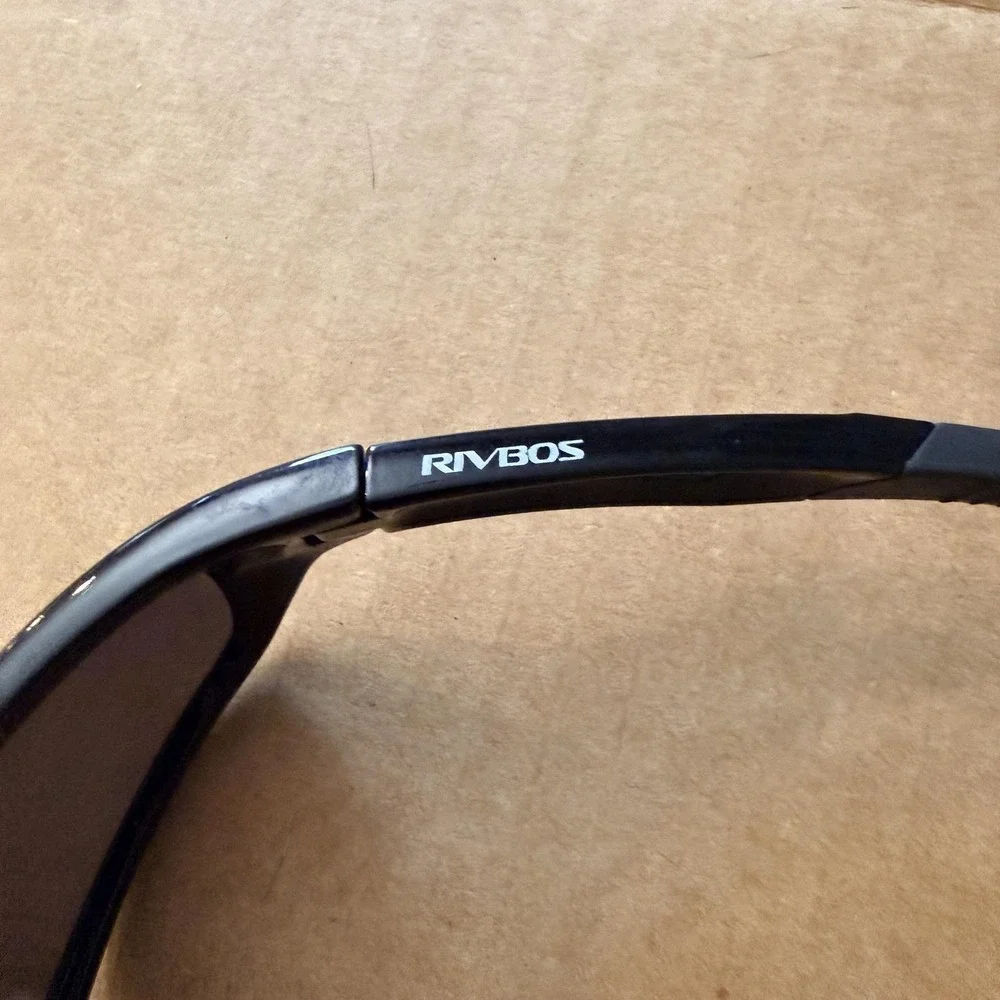 RIVBOS RB0831 Sunglasses Mens 64mm Black Gray Tinted Wrap Plastic Sport